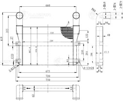 ОНВ (радиатор интеркулера) для автомобилей ПАЗ 3204-03 4ISBe