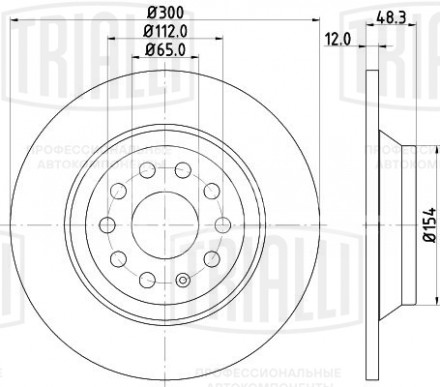 Диск тормозной задний для автомобилей Audi A3 (15-) / Q3 (16-) / VW Tiguan (16-) / Skoda Kodiaq (16-) d=300 окрашенный