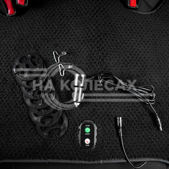 Накидка с подогревом на задн.сид. PRO, 12/24В, 33Вт,встр.пульт,искусст.мех/кожа,черн.