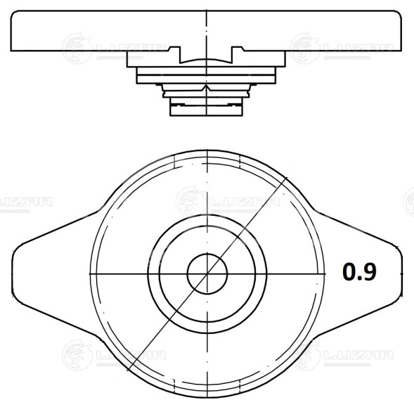 Крышка (пробка) радиатора для автомобилей Toyota/Mitsubishi/Suzuki/Subaru/Mazda 0.9 bar (мал. клапан)
