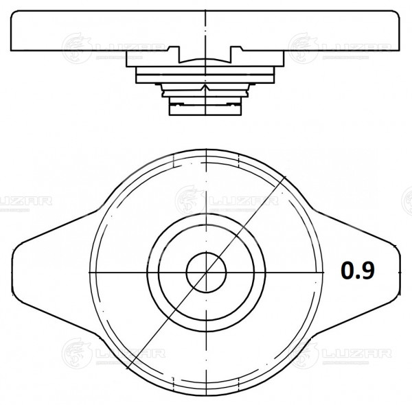Крышка (пробка) радиатора для автомобилей Toyota/Mitsubishi/Suzuki/Subaru/Mazda 0.9 bar (мал. клапан)