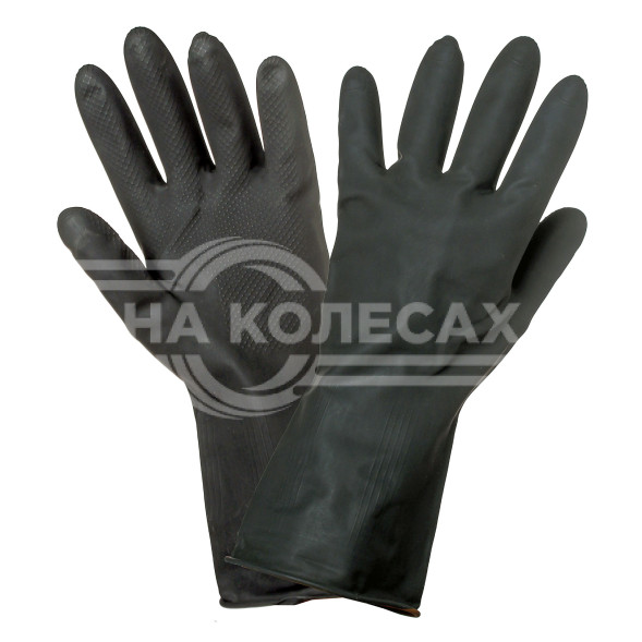 Перчатки латексные без подкладки (L), черные, с подвесом