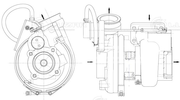 Турбокомпрессор для а/м МАЗ/УРАЛ/ЛиАЗ с дв. ЯМЗ-536 (Е-4,5) (тип B2G)