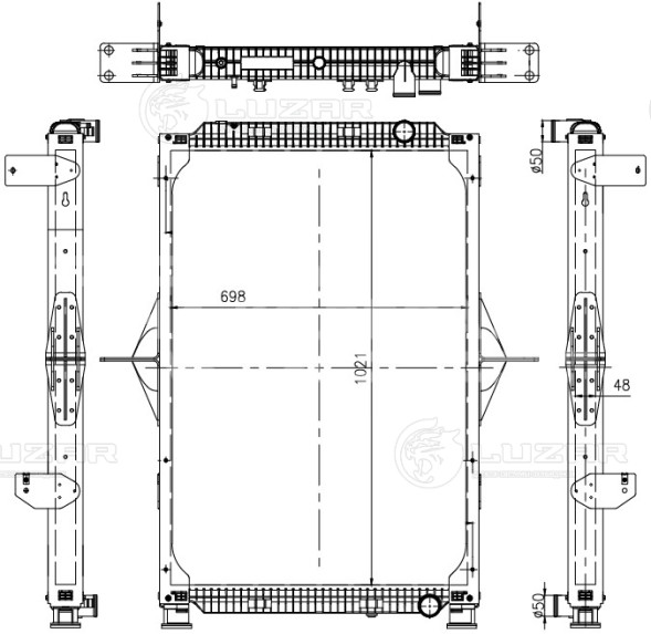 Радиатор охлаждения для автомобилей Renault Trucks Magnum (04-) (с рамкой)