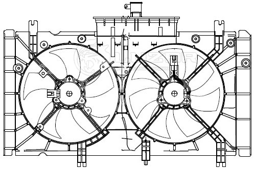 Электровентилятор охлаждения для автомобилей Mazda 6 (GG) (02-) 1.8i/2.0i (2 вент.) (с кожухом)