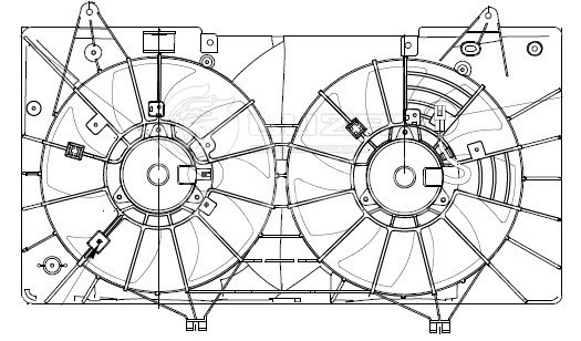 Электровентилятор охлаждения с кожухом (2 вент.) для автомобилей Mazda 6 (GH) (07-) 1.8i/2.0i