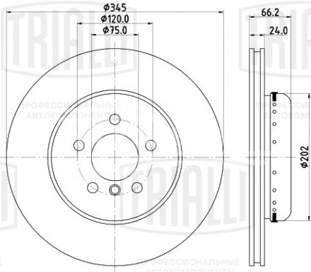 Диск тормозной задний для автомобилей BMW 3 (F30) (11-) / 4 (F32) (13-) d=345 (M-Sport)