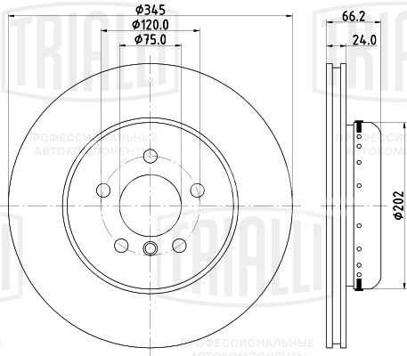 Диск тормозной задний для автомобилей BMW 3 (F30) (11-) / 4 (F32) (13-) d=345 (M-Sport)