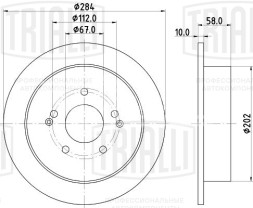 Диск тормозной задний для автомобилей SsangYong Actyon (10-) / Korando (12-) d=284