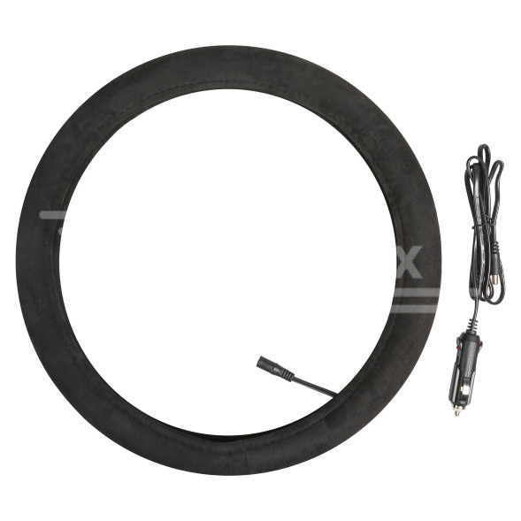 Оплетка на руль с подогревом, 12В, 36Вт, искусств.замша, черная, 38 см/М