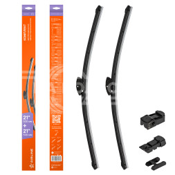 Щетки стеклоочистителя 530/530мм (21&quot;/21&quot;) бескаркасные для а/м UAZ Patriot (05-), PickUp (08-), Skoda Fabia (06-14), Volkswagen Passat (01-05), 2 шт. 4 тип адптр