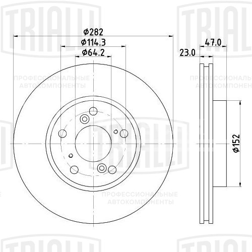 Диск тормозной передний для автомобилей Honda Accord (02-) d=282