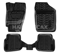 Ковры для VW Polo SD (10-), 4 шт., (крепеж),выс. борт, 3D с подпятником, ТЭП, черн.