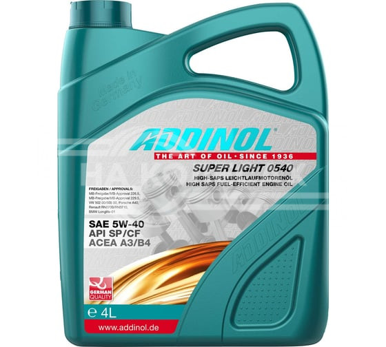 Моторное масло Addinol Super Light 0540 синтетическое, 5W-40