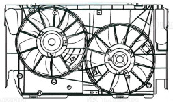 Электровентилятор охлаждения для автомобилей Toyota RAV 4 (06-) 2.0i/2.4i (2 вент.) (с кожухом)