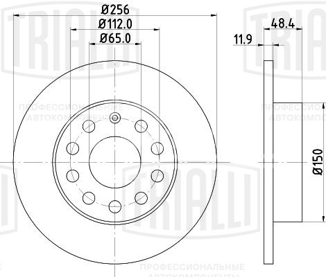 Диск тормозной задний для автомобилей Skoda Octavia A5 (04-)/Volkswagen Golf V (03-) d=256 окрашенный