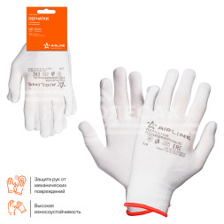 Перчатки полиэфирные (L), белые, с подвесом