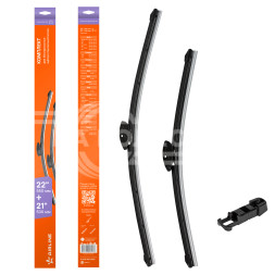 Щетки стеклоочистителя 550/530мм (22&quot;/21&quot;) бескаркасные для а/м Audi A6 (94-01), Renault Kangoo (08-), Land Rover Freelander (97-07), 2 шт. 2 типа адптр