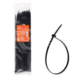 Стяжки (хомуты) кабельные 4,8*400 мм, пластиковые, черные, 100 шт.