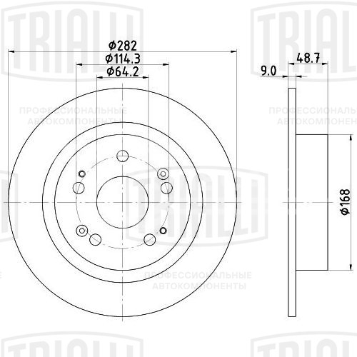 Диск тормозной задний для автомобилей Honda Accord (07-) d=282