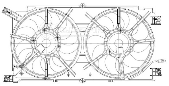Электровентилятор охлаждения для автомобилей NewActyon/Korando C (10-) (2 вент.) (с кожухом)