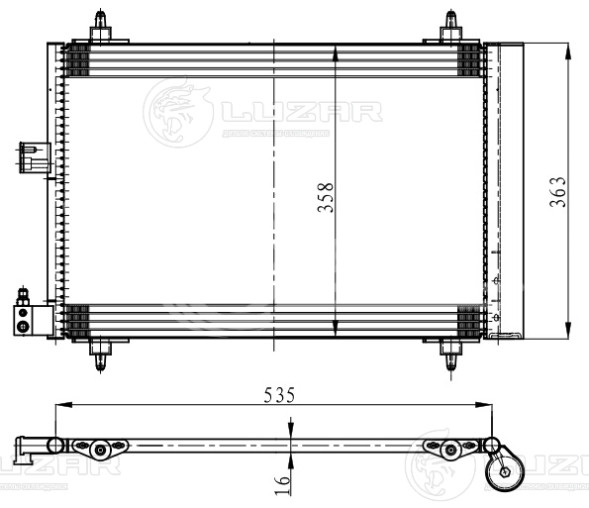 Радиатор кондиционера для автомобилей Citroen Berlingo I (96-)/Peugeot Partner I (96-)