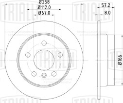 Диск тормозной задний для автомобилей Mercedes-Benz A (W169) / B (W245) (04-) / Nissan Navara (97-) d=258