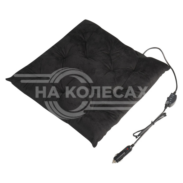 Подушка с подогревом на сиденье 12В, 19/26 Вт (41*41 см), стеганная, черная