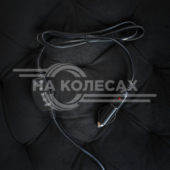 Подушка с подогревом на сиденье 12В, 19/26 Вт (41*41 см), стеганная, черная