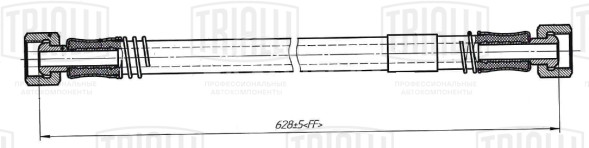 Шланг тормозной передний для автомобилей КамАЗ 4310 L=628мм (гайка-гайка)