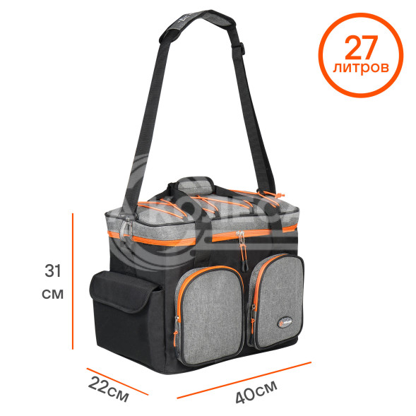 Сумка-холодильник (термосумка) PRO, 27л, 40*31*22см, водонепр., чер./сер.