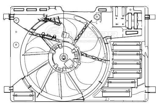 Электровентилятор охлаждения для автомобилей Ford Kuga II (13-) 1.5T/1.6T (с кожухом)