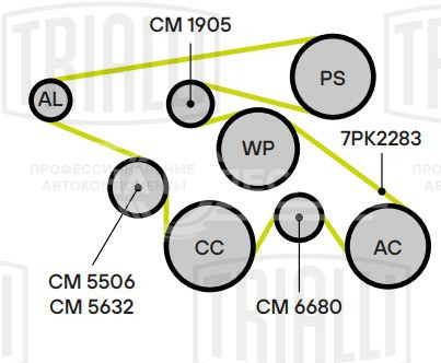 Ролик приводного ремня для автомобилей Toyota LC Prado (02-)/Fortuner (04-) 2.7i с натяжным механизмом