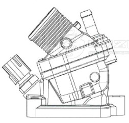 Термостат для автомобилей Volvo XC90 (02-) 2.4D/2.5T (90°С) ( алюминиевый корпус со штуцером)