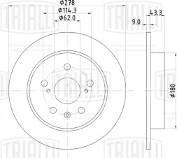 Диск тормозной задний для автомобилей Suzuki SX4 (06-) / Fiat Sedici (06-) d=278