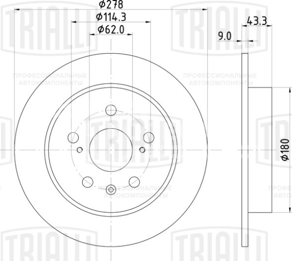 Диск тормозной задний для автомобилей Suzuki SX4 (06-) / Fiat Sedici (06-) d=278