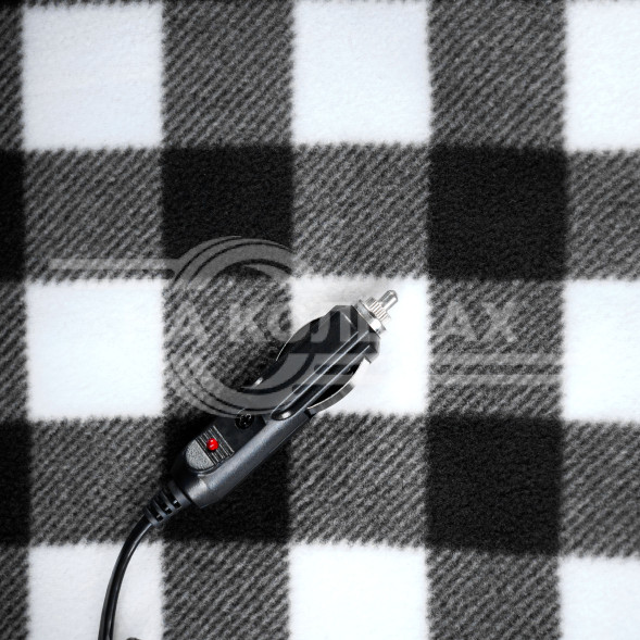 Плед с подогревом автомобильный 12В, 45Вт (140*110 см), флис, черно-белый