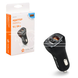 Адаптер автомобильный 2хUSB QC 3.0 + 2.1А 12/24В