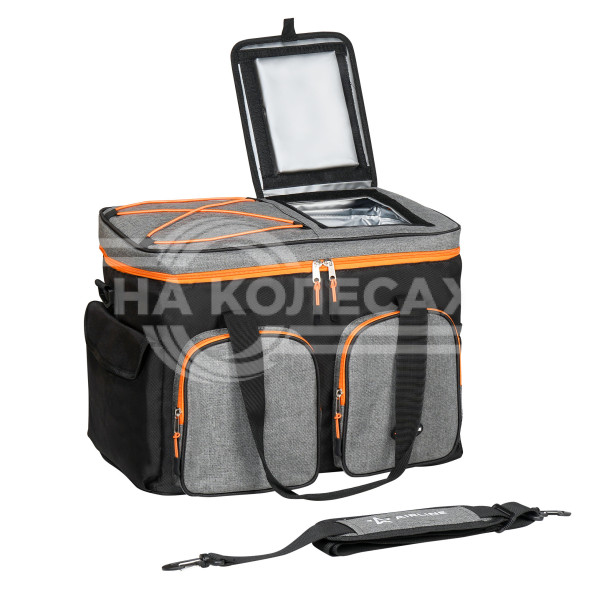 Сумка-холодильник (термосумка) PRO, 36л, 44*33*25см, водонепр., чер./сер.