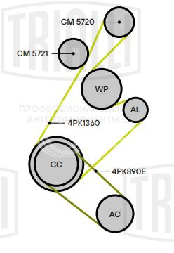 Ролик приводного ремня для автомобилей Ford Kuga II (13-)/Mondeo V (15-) 2.0T/2.5i с натяжным механизмом