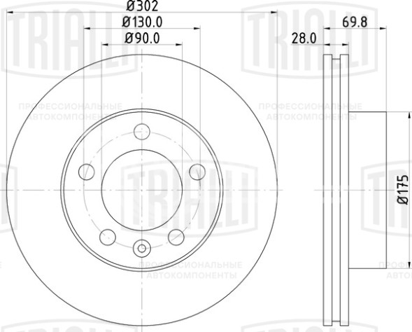 Диск тормозной передний для автомобилей Renault Master (10-) / Opel Movano (10-) d=302