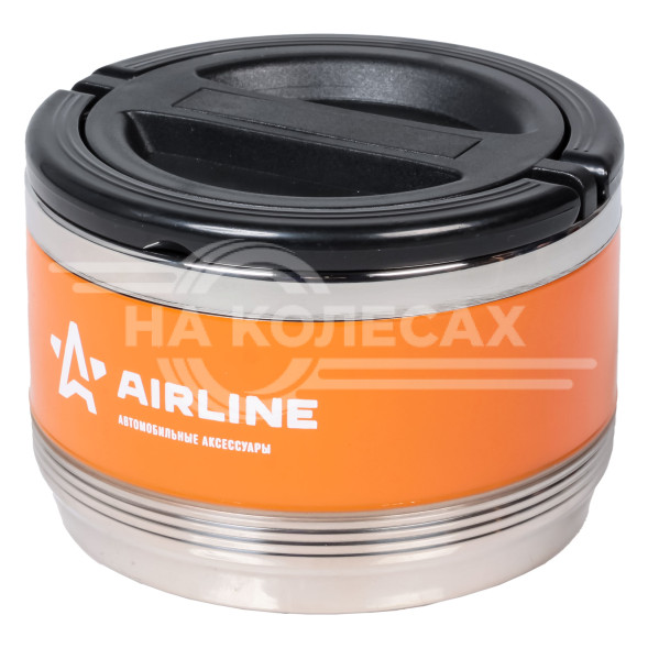 Ланч-бокс для еды с ручкой (термо), нерж. сталь (304), 2 контейнера, 0,7 л., оранж./черн.