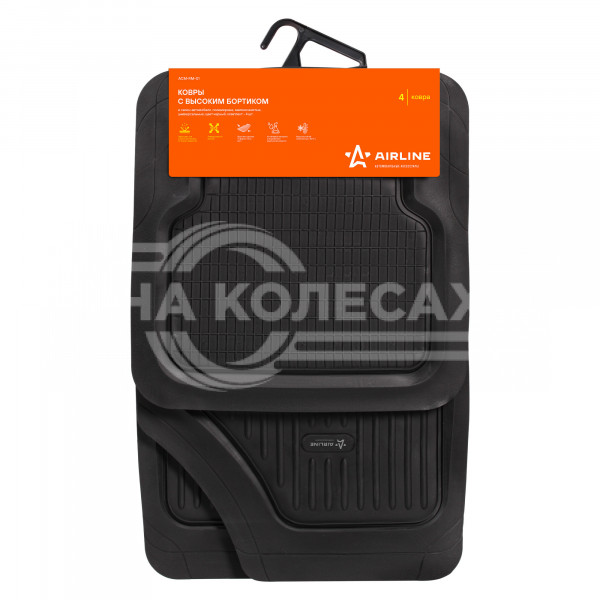 Ковры полимерные с выс. бортиком в салон автомобиля, универсальные, цвет черн., компл. 4 шт.