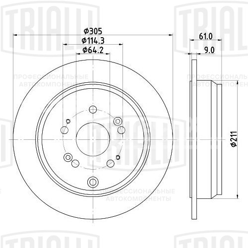 Диск тормозной задний для автомобилей Honda CR-V (01-) d=305
