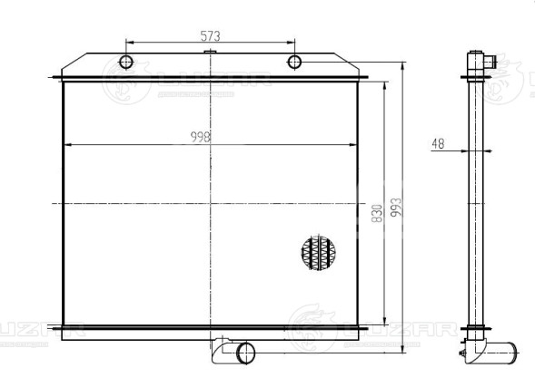 Радиатор охлаждения для трактора К-744Р1 &quot;Кировец&quot; с двигателем ЯМЗ-238НД (тип ОРЗ) (без арматуры)