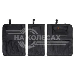 Органайзер на спинку заднего сиденья, 3/3, раздельный на молнии, с карманами, черный