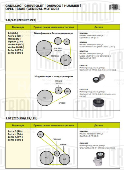 Ролик привод. ремня для автомобилей Chevrolet Lacetti (04-) 1.8i (с натяж. мех.) (CM 0503)