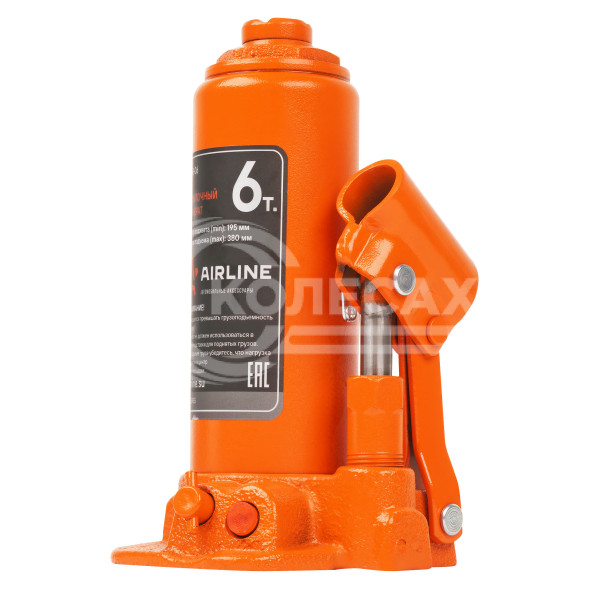 Домкрат бутылочный 6т 195-380мм PRO