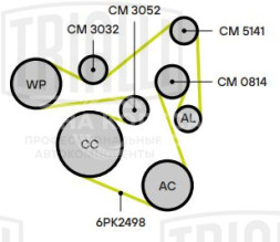 Ролик приводного ремня для автомобилей Hyundai Sante Fe (12-) 2.0d/2.2d (с натяжным механизмом) (CM 3052)
