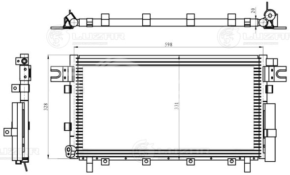 Радиатор кондиционера для автомобилей Hover H5 (10-) 2.4i (крепл. трубки с торца)